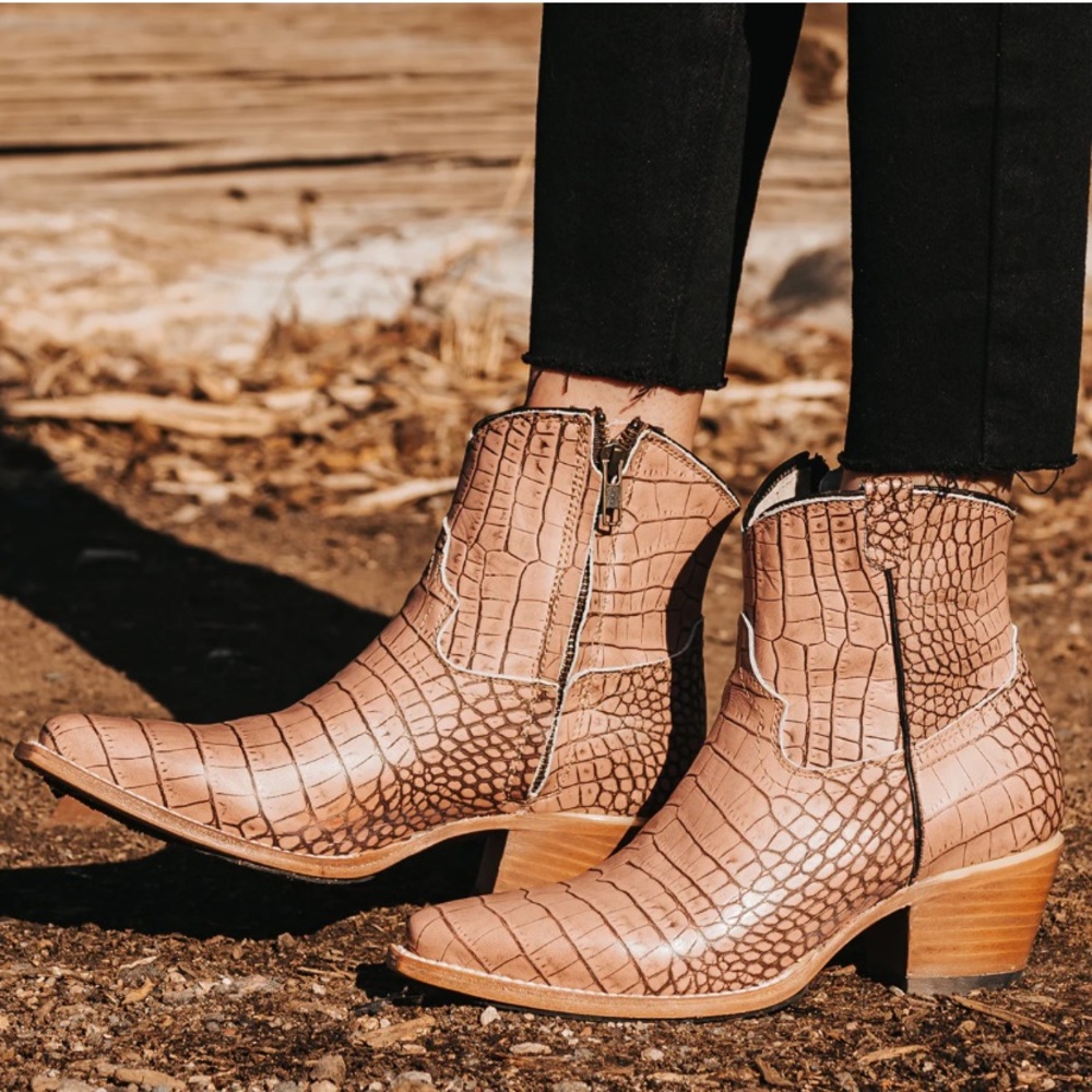 Freebird Miramar blush croco western boots